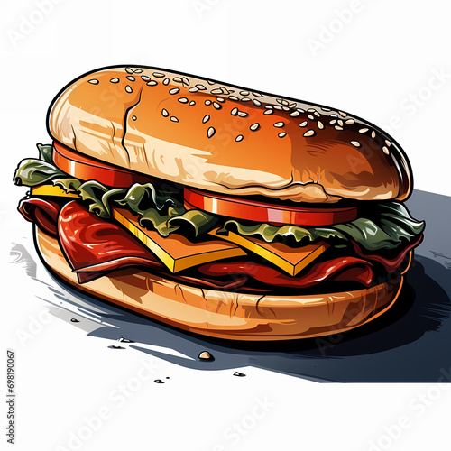 Burger fast food. Pop art r...