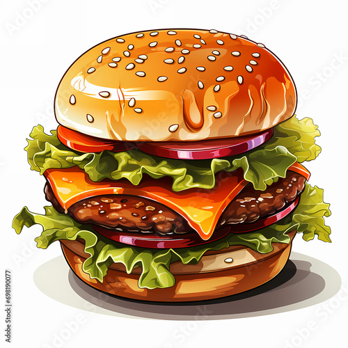 Burger fast food. Pop art r...