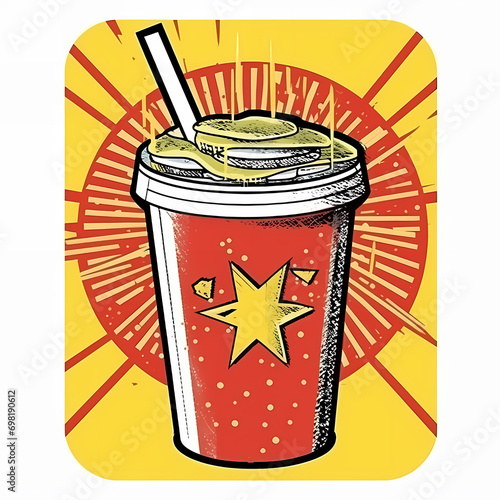 Mint can of soda. Poster in pop art style. Illustration