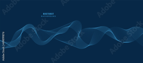 Abstract wave element for design. Digital frequency track equalizer. Stylized line art background. Vector illustration. Wave with lines created using the blend tool. Curved wavy line, smooth stripe.