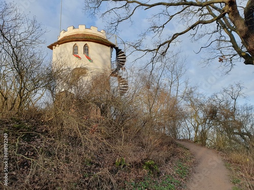 Wallwitzburg Castle Ruin Dessau Saxony-Anhalt Germany with path photo