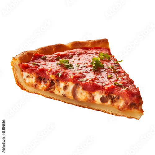 Chicago Deep Dish Pizza Slice on transparent background PNG image