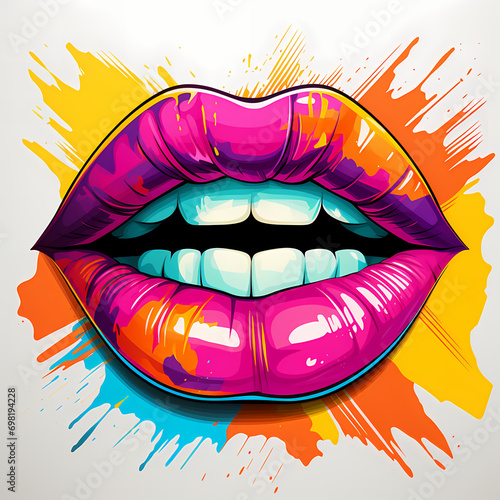 Lips, teeth and mouth in po...