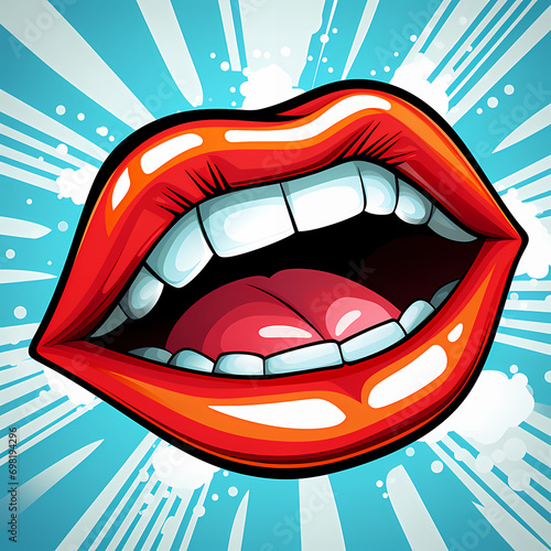 Lips, teeth and mouth in po...