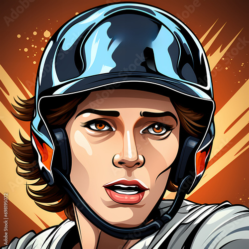 Baseball player on pop art vintage retro style background. batter hits the ball illustration photo