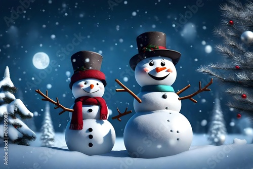 Happy snowman Midjourney v5 standing in christmas © Muzamil