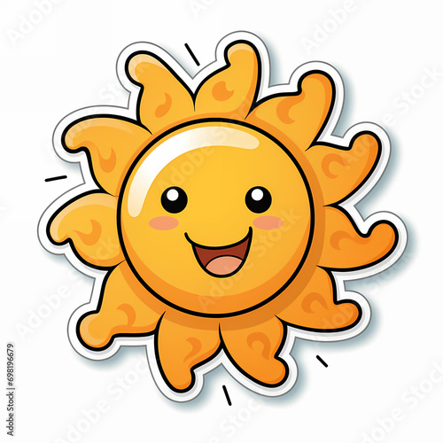 Illustration stylized vintage design, sun with face and eyes, stylized drawin...