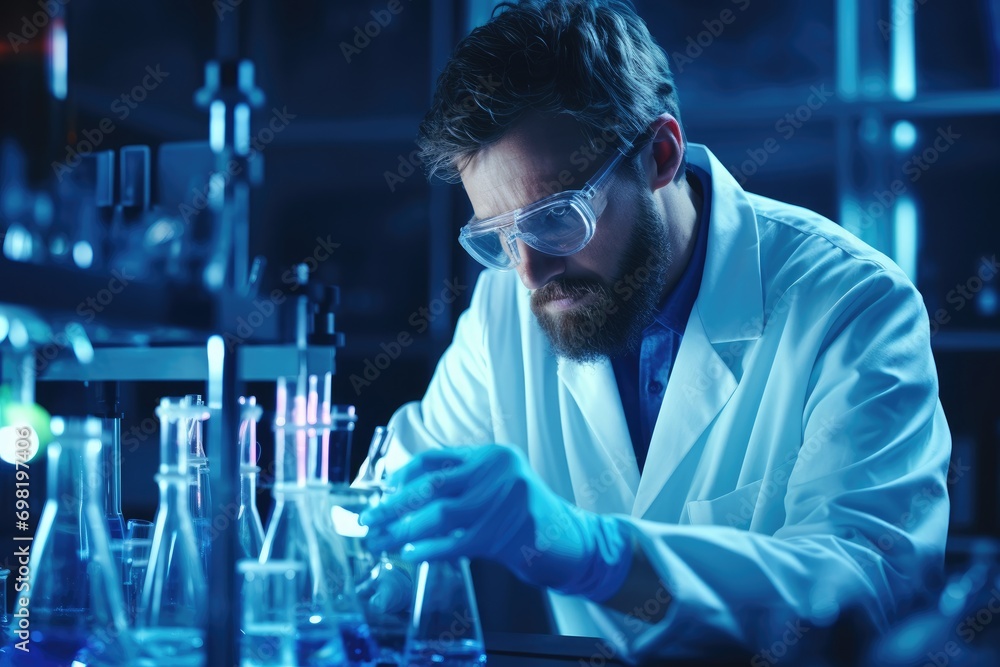 Researchers working in a modern pharmaceutical laboratory. Research and creation of innovative in a laboratory of a research institute. Creation of innovative medicines and vaccines. Researchers working in a modern pharmaceutical laboratory. Research and creation of innovative in a laboratory of a research institute. Creation of innovative medicines and vaccines.