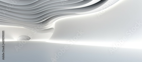 3D geometric abstract wave futuristic light white background. 3d tunnel background. Halway background. alleyway background. photo