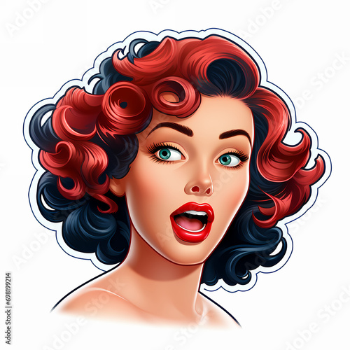 Woan face in retro style po...