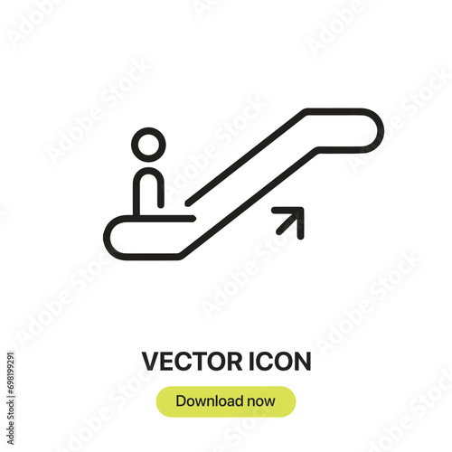 Escalator icon vector. Linear-style sign for mobile concept and web design. Escalator symbol illustration. Pixel vector graphics - Vector.