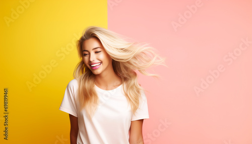 portrait of a happy smiling young blonde woman