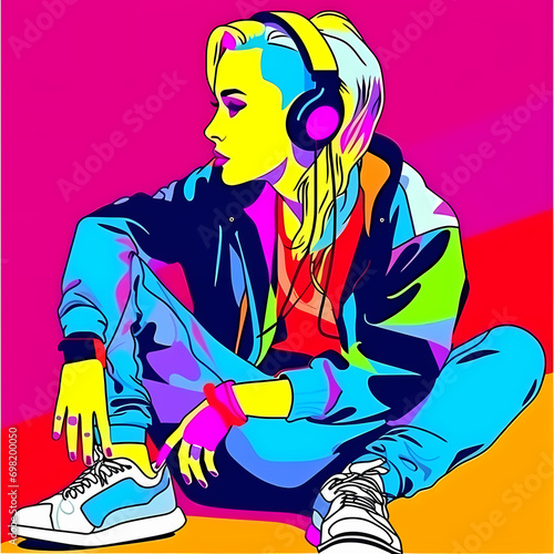 Woan face in retro style po...
