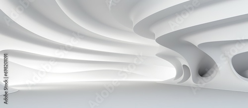 3D geometric abstract wave futuristic light white background. 3d tunnel background. Halway background. alleyway background. photo