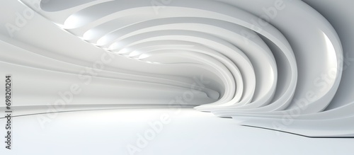 3D geometric abstract wave futuristic light white background. 3d tunnel background. Halway background. alleyway background. photo