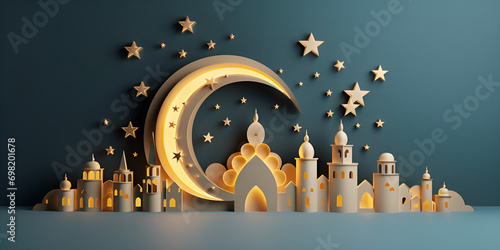 Islamic greeting eid mubarak cards on dark background for muslim holidays eiduladha festival celebration arabic ramadan kareem photo