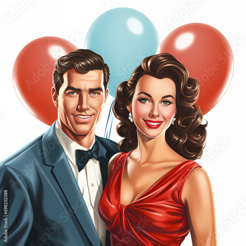 Smiling man and woman coupl...