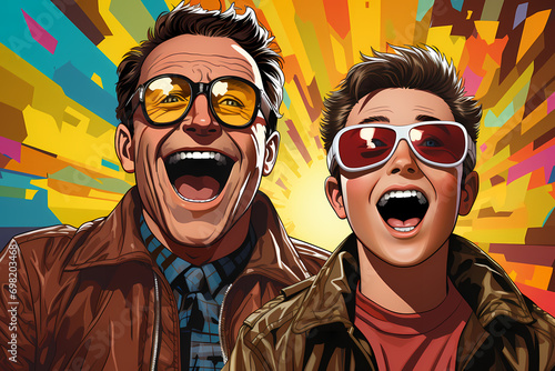 Happy family pop art modern...