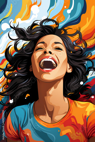 Wow pop art woman. Young su...