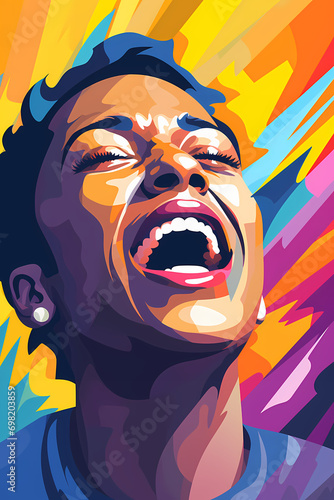 Wow pop art woman. Young su...