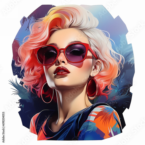 Wow pop art woman. Young su...