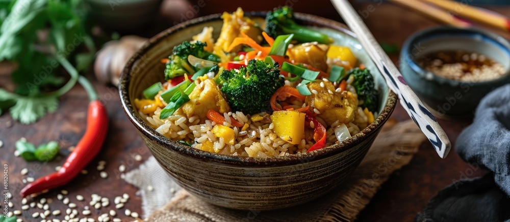 Asian vegetable fried rice in a bowl Asian vegetable fried rice in a bowl