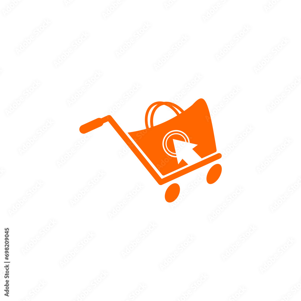 Quick shopping cart icon in trendy flat style Quick shopping cart icon in trendy flat style