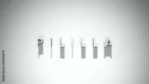 Pililla 3D title animation with shadows on a white background photo