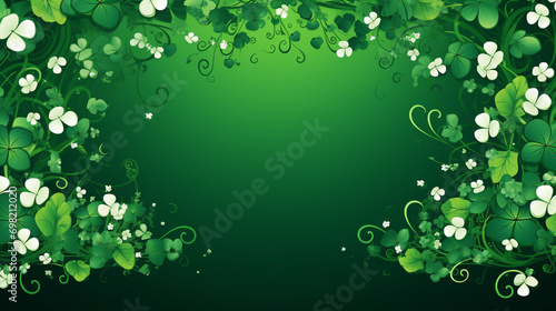 Vector Graphic of Shamrocks and Horseshoes Creating a St. Patrick's Day Background, St. Patricks Day