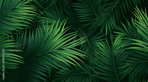 Vector Graphic of Green Palm Leaves Creating a Tropical and Exotic Background  Green Background