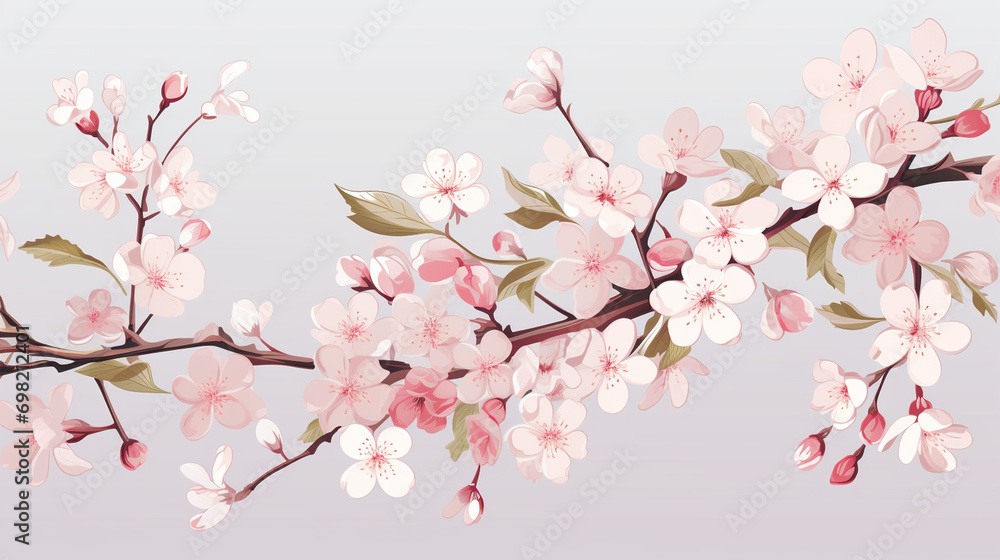 Vector Artwork Showcasing a Collection of Delicate Cherry Blossom Branches, Evoking the Beauty of Spring, Spring Vector Artwork Showcasing a Collection of Delicate Cherry Blossom Branches, Evoking the Beauty of Spring, Spring