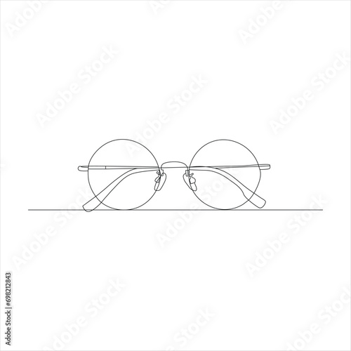 Glasses single continuous line art drawing vector. One line Glasses vector background. Protection eye from sun. Vector illustration
