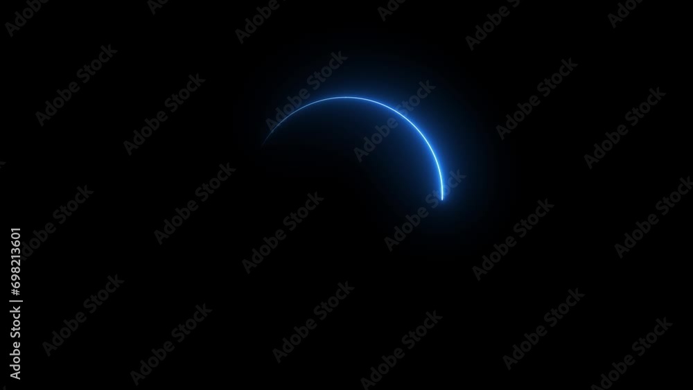 Neon lights circle in motion Seamless VJ loop animation black background. Blue color circle. Neon lights circle in motion Seamless VJ loop animation black background. Blue color circle.
