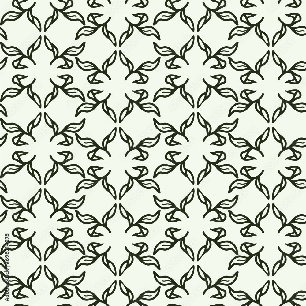 Abstract leaves symmetry seamless pattern for fabric, textile.,wallpaper, scrapbook. Vector background with doodle hand drawn floral elements