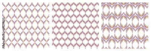 Repeating geometric symmetry grid. Simple graphic design with wavy lines. Trendy seamless pattern set for fabric, textile.,wallpaper, scrapbook, cover.