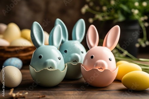 adorable rabbit-shaped Easter eggs. Generative AI © Ava