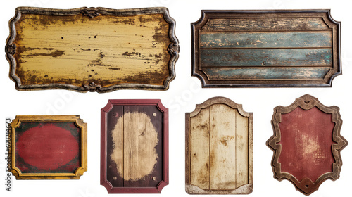 Ornamental label frames. Old ornate labels, decorative vintage frame and retro badge. Royal wedding insignia, sale sticker or invitation card. Isolated vintage door sign  set. Empty with copy space.