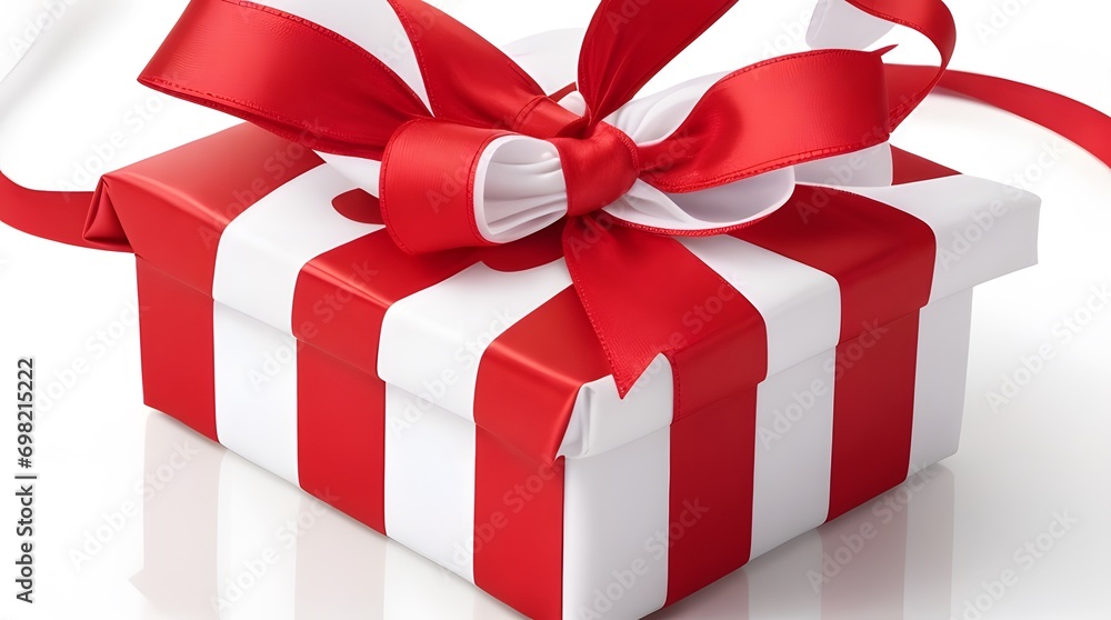 Fototapeta premium Gift box with red ribbon on a white background