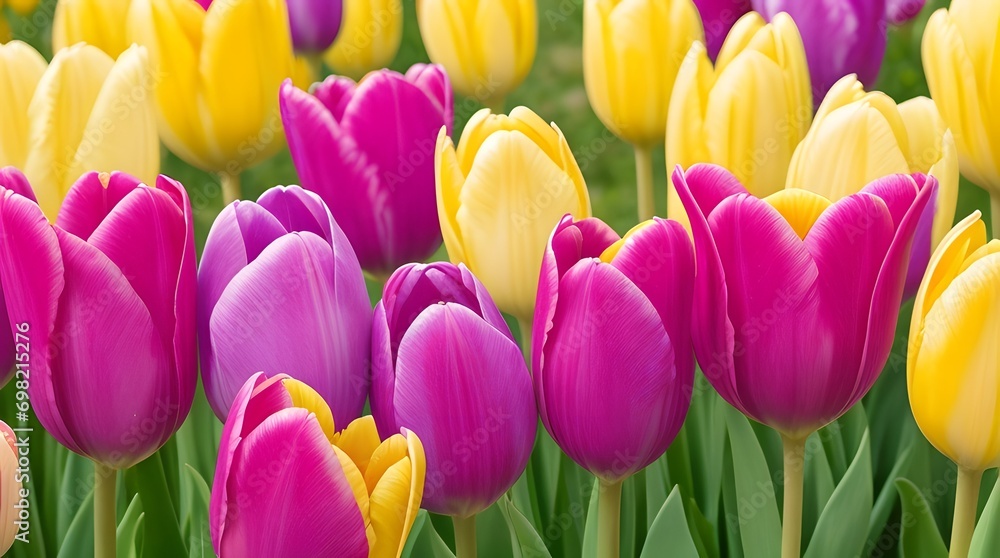 Colorful tulip flowers in the garden. Spring flower background Colorful tulip flowers in the garden. Spring flower background