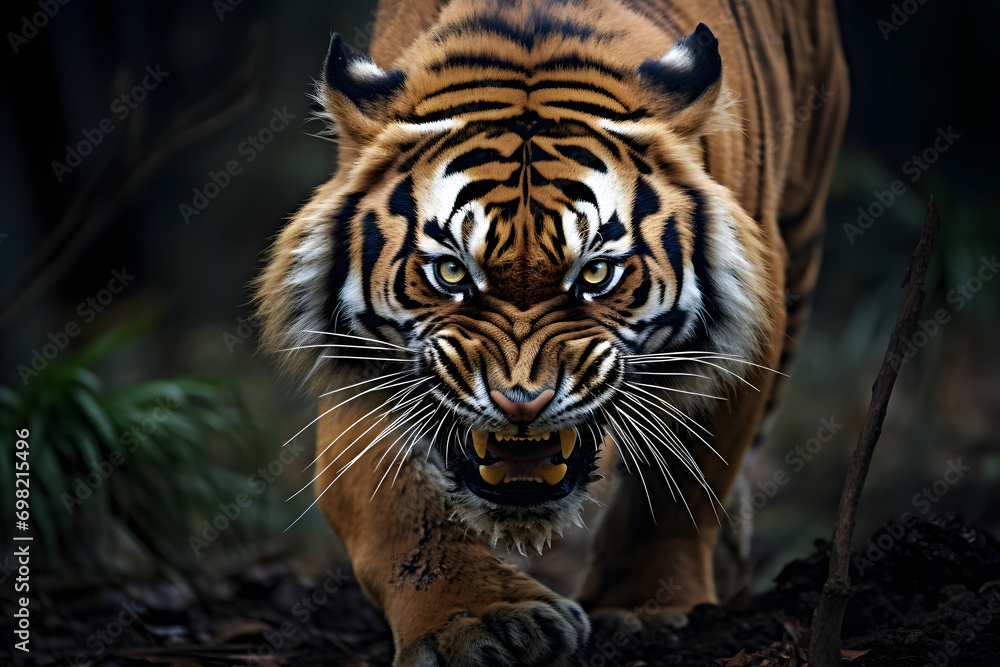 portrait of a tiger. portrait of a tiger.