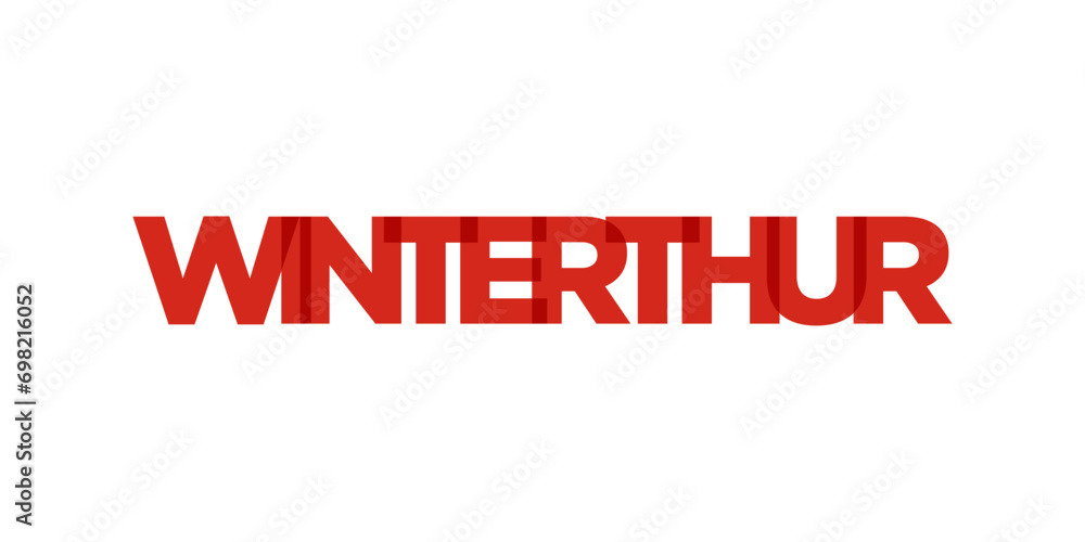 Winterthur in the Switzerland emblem. The design features a geometric style, vector illustration with bold typography in a modern font. The graphic slogan lettering.