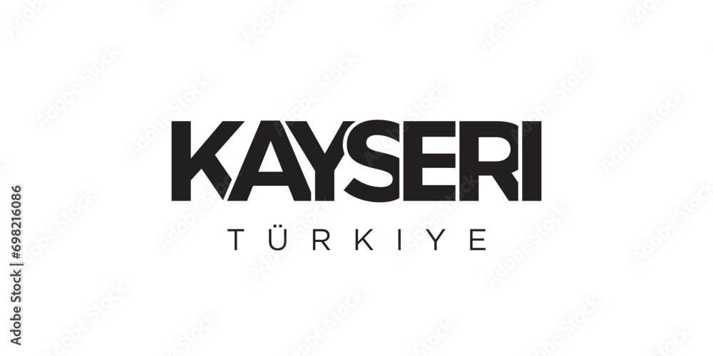 Kayseri in the Turkey emblem. The design features a geometric style, vector illustration with bold typography in a modern font. The graphic slogan lettering. Kayseri in the Turkey emblem. The design features a geometric style, vector illustration with bold typography in a modern font. The graphic slogan lettering.