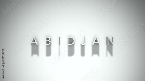 Abidjan 3D title animation with shadows on a white background photo