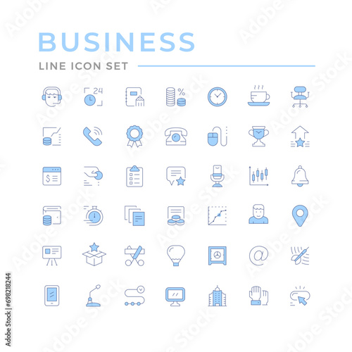 Set color line icons of business