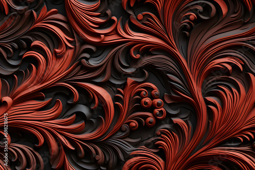 Wooden baroque ornament sea...