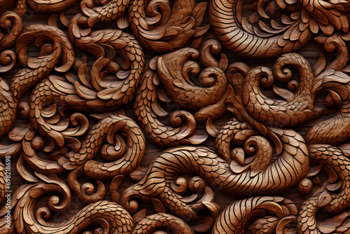 Wooden baroque ornament sea...