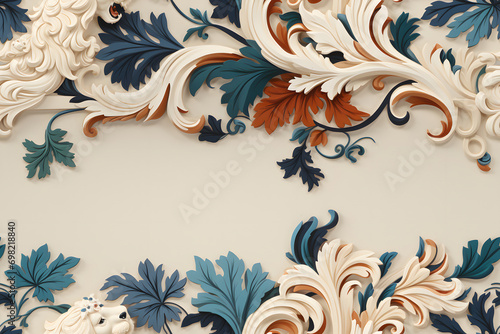 Wooden baroque ornament sea...