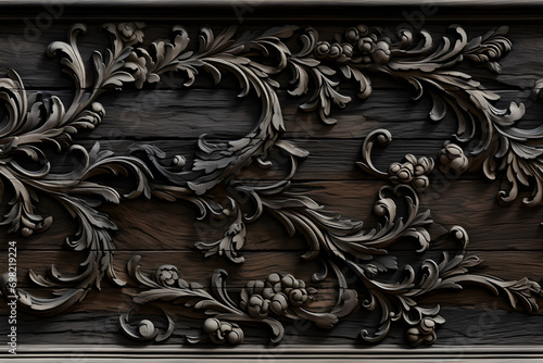 Wooden baroque ornament sea...