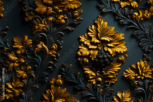 Wooden baroque ornament sea...