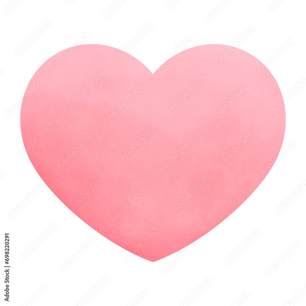 Cute pink heart shape watercolour hand drawing